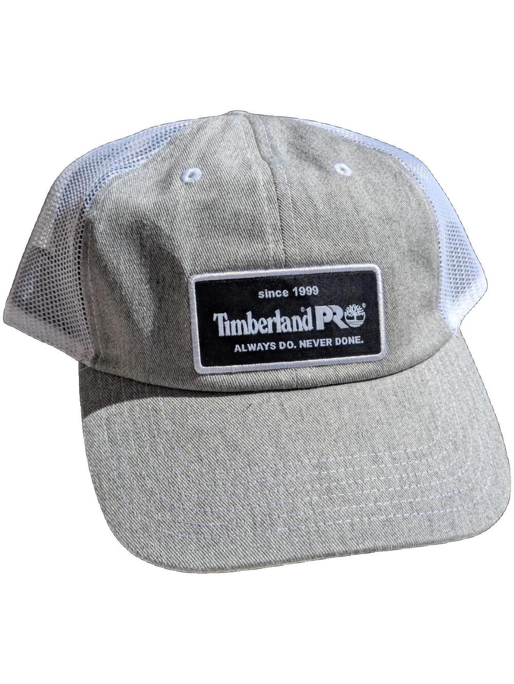 Timberland PRO Mesh Back Snapback Hat Charcoal Gray White Trucker Cap NWT New